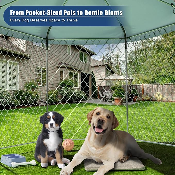 Kennel for Large Dogs,6.9'L x 6.9'W x 7.5'H Outdoor Dog Fence for Yard,Dog House Outside for Big Dog Run,Dog Enclosure with Roof