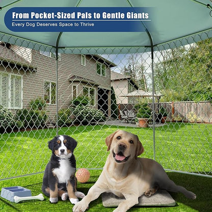 Kennel for Large Dogs,6.9'L x 6.9'W x 7.5'H Outdoor Dog Fence for Yard,Dog House Outside for Big Dog Run,Dog Enclosure with Roof
