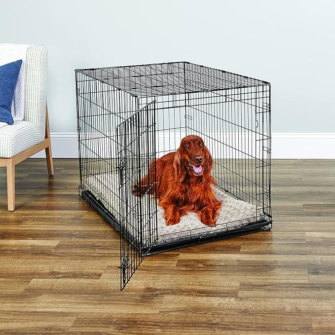 Midwest Homes for Pets 42-Inch New World Crate for Large Breeds, 71-90 lbs, Single Door Folding Dog Crate, Leak-Proof Tray & Secure Latch, Portable, Durable & Easy to Assemble