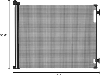 Hakuna Pets Indoor/Outdoor Paw Proof Retractable Dog Gate, 36.6" Tall Extends to 71" Wide, Black