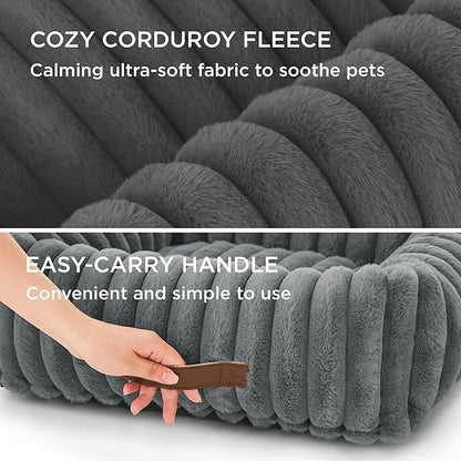 Bedsure ComfyFleece™ Cute Dog Bed for Extra Large Dogs - Washable Furry Puppy Beds, Rectangle Orthopedic XL Pet Beds with Removable Zipper Cover, 43x30x8inches, Warm Grey