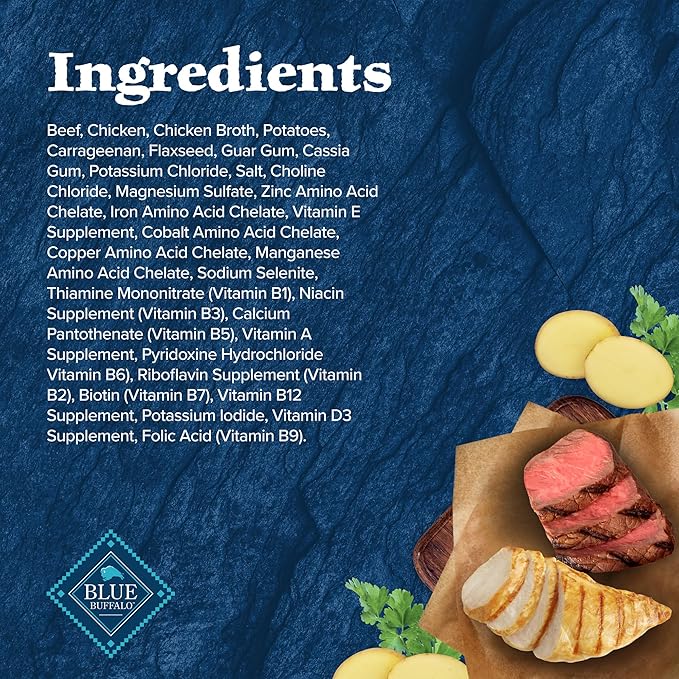 Blue Buffalo Wilderness Adult Wet Dog Food,High-Protein & Grain-Free,Made with Natural Ingredients,Beef & Chicken Grill,12.5-oz Cans,(Pack of 24)