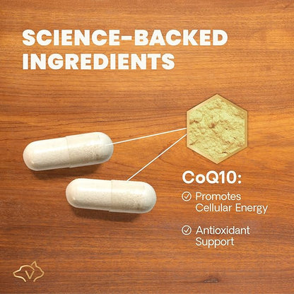 Vetri-Science VETRISCIENCE Coenzyme Q10 for Dogs and Cats, 10mg, 100 Capsules - Cardiovascular and Gum Health CoQ10 Supplement for Pets