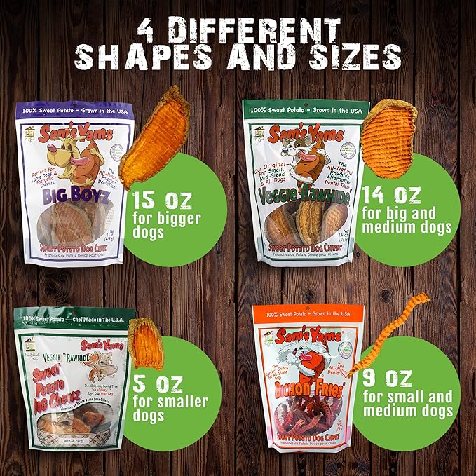 Front Porch Pets Sweet Potato Dog Chewz - 6 Pack - Value Pack Veggie Rawhide