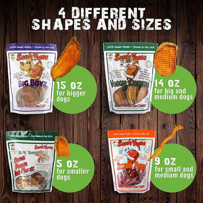 Sam's Yams Sweet Potato Dog Chewz 14oz Bags-Veggie Rawhide,3-Pack