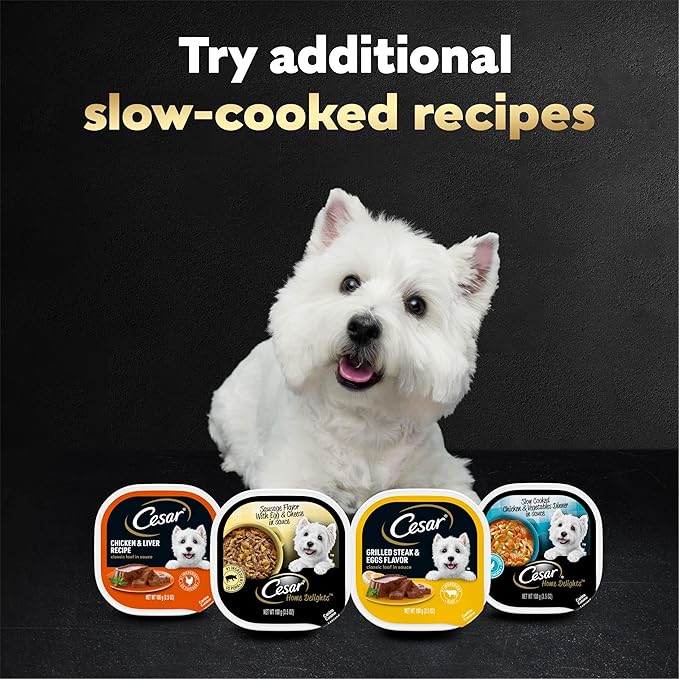 Cesar Home Delights & Classic Loaf in Sauce Adult Wet Dog Food, Breakfast & Dinner Variety Pack, Wet Food for Dogs, 3.5 oz Tray, 24 Count