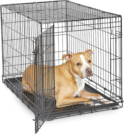 Midwest Homes for Pets 36-Inch New World Crate for Medium-Large Breeds, 41-70 lbs, Single Door Folding Dog Crate, Leak-Proof Tray & Secure Latch, Portable, Durable & Easy to Assemble