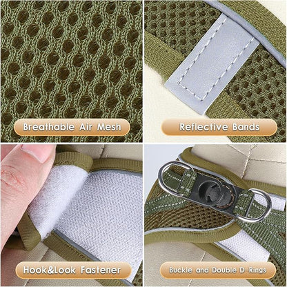 YIMEIS Dog Harness and Leash Set, No Pull Soft Mesh Pet Harness, Reflective Adjustable Puppy Vest for Small Medium Large Dogs, Cats (Army Green, X-Small (Pack of 1)