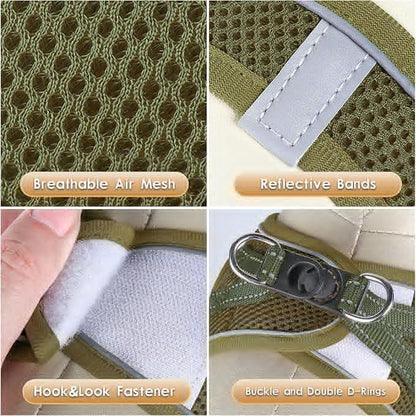 YIMEIS Dog Harness and Leash Set, No Pull Soft Mesh Pet Harness, Reflective Adjustable Puppy Vest for Small Medium Large Dogs, Cats (Army Green, Small (Pack of 1)