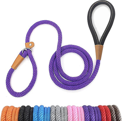 lynxking 8 FT Dog Leash Slip Lead 2 Pack Strong Heavy Duty Braided Dog Training Leash No Pull Training Lead Leashes for Medium Large and Small Dogs
