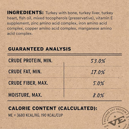 Vital Essentials Freeze Dried Dog Food, Raw Turkey Crunchy Mini Nibs | Complete Meal or Topper | 96% Turkey, Organs & Bone | Limited Ingredient, High Protein, Grain Free Dry Dog Food | 5.5 oz Bag