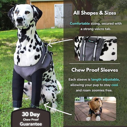 Dog Cone Alternative - Leg Sleeve to Stop Licking, Hot Spot Recovery, Wound & Elbow Protector, Hygroma Treatment, Reduce Stress & Anxiety, Waterproof & Breathable, Post-Surgery Suit (Large)