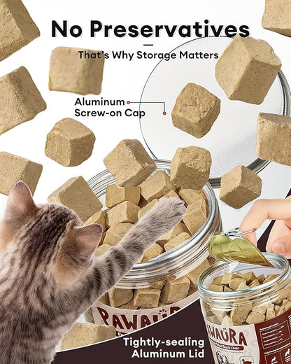 Freeze-Dried Duck Liver Treats for Dogs & Cats, Single Ingredient, High-Protein, Grain-Free, All-Natural Pet Snack, Resealable Tub, Ideal for Training or Meal Topper, 3.53oz