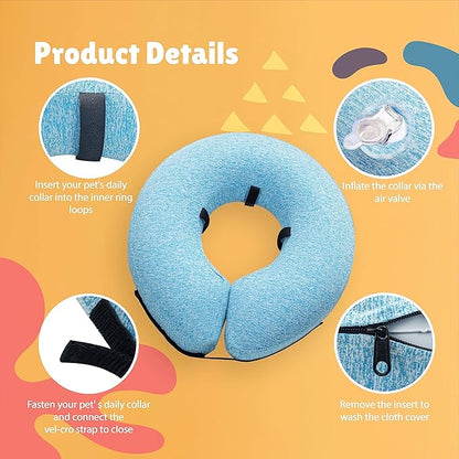 Big Ant Protective Inflatable Collar for Dogs and Cats, Soft Cone for Dogs After Surgery, Dog Neck Donut Collar, Dog Cone Collar Soft Pet Recovery Collar Does Not Block Vision E-Collar (Large, Blue)