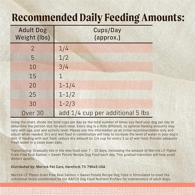 Merrick Lil’ Plates Premium Grain Free Dry Dog Food for Small Dogs, Real Salmon and Sweet Potato Kibble - 4.0 lb. Bag