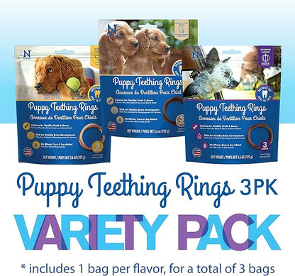 N-Bone Puppy Teething Rings Bag Variety Pack, Chicken & Pumpkin & Peanut Butter Flavor, Total Bags, 10.8-oz, 9 Rings,3 Count (Pack of 2)