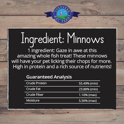 Shepherd Boy Farms Freeze Dried Dog and Cat Treats, Minnows, All Natural Single Ingredient Freeze-Dried Dog Treat & Snacks, Made in USA, High in Protein, Essential Nutrition of Raw Food, 5oz
