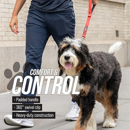 Leash Boss Traffic Handler - Short Dog Leash with Traffic Handle for Large Dogs - Great for Double Dog Couplers, Service Dogs, and Training (12 in, Red)