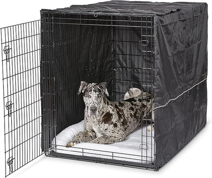 MidWest Homes for Pets XXL Dog Crate Cover, Black Polyester Privacy Kennel Cover Fits Most Giant 54-Inch Crates, Machine Washable, Reduces Barking & Chewing