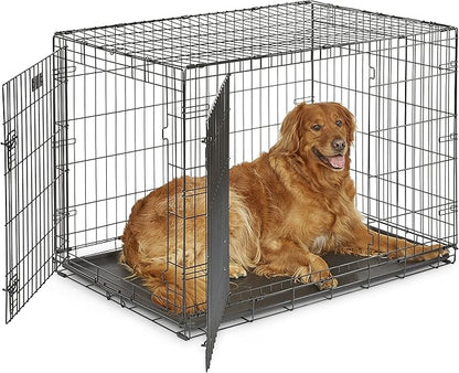 MidWest Homes for Pets 42-Inch iCrate for Large Breeds, 71-90 lbs, Double Door Folding Dog Crate with Divider Panel, Leak-Proof Tray & Secure Latches, Portable, Durable & Easy to Assemble