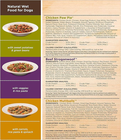 Nutrish Rachael Ray Wet Dog Food Variety Pack Hearty Recipes, six (6) 8 oz Tubs 2 Count (Pack of 24)