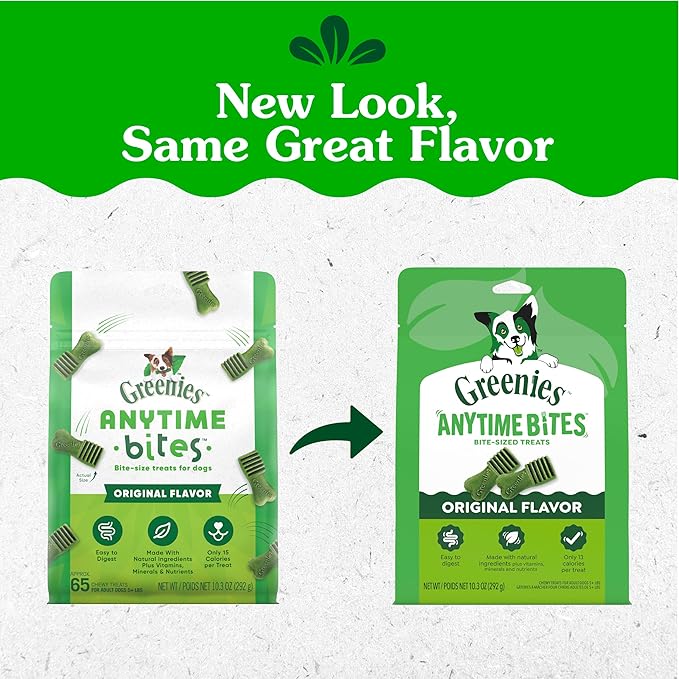 Greenies Anytime Bites Dog Treats, Original Flavor, Dog Training Treats, 10.3 oz. Bag