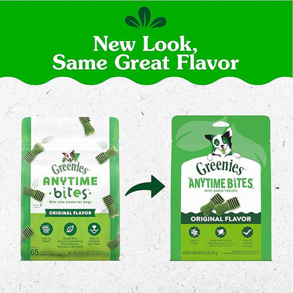 Greenies Anytime Bites Dog Treats, Original Flavor, Dog Training Treats, 10.3 oz. Bag
