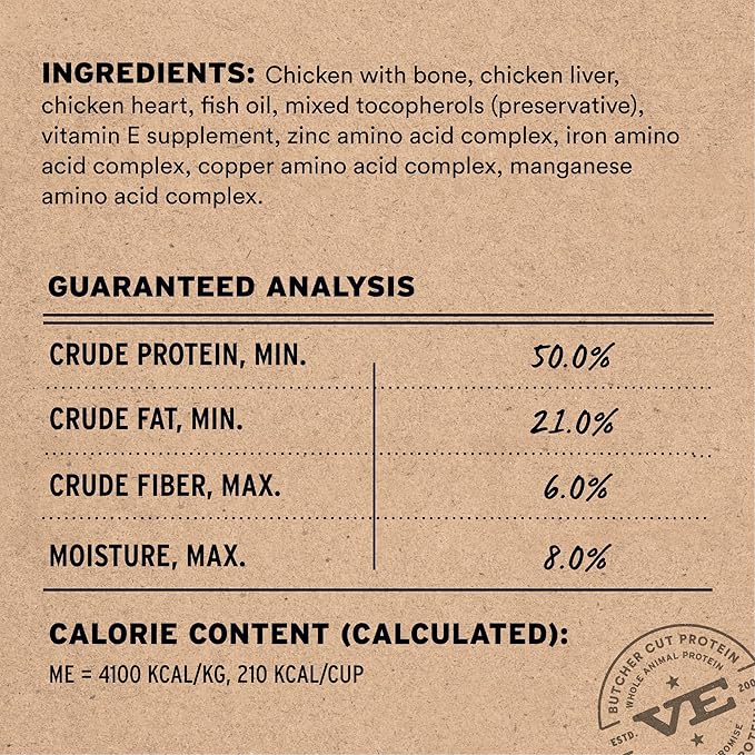 Vital Essentials Freeze Dried Dog Food, Raw Chicken Crunchy Mini Nibs | Complete Meal or Topper | 96% Chicken, Organs & Bone | High Protein, Limited Ingredient, Grain Free Dry Dog Food | 25 oz Bag