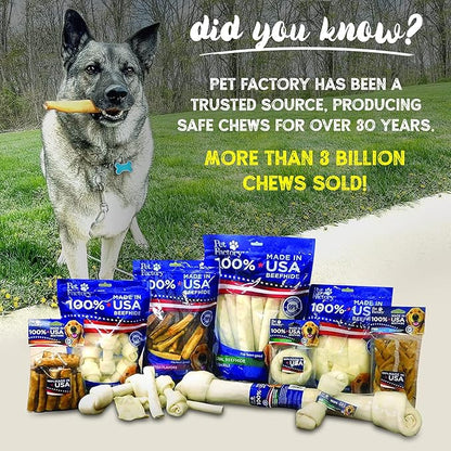 Pet Factory 100% Made in USA Beefhide 7" Braided Sticks Dog Chew Treats - Natural Flavor, 6 Count/1 Pack