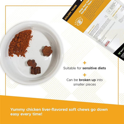 VetriScience Eye & Vision Health Chews for Dogs, Astaxanthin and Bilberry Extract, Eye Vitamins and Antioxidants, Prevent Tear Stains, Chicken, 60 Count
