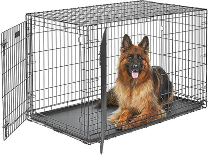 MidWest Homes for Pets 48-Inch LifeStages Crate for Extra-Large Breeds, 90-110 lbs, Double Door Folding Dog Crate with Divider Panel, Leak-Proof Tray & Secure Latch, Heavy-Duty & Easy to Assemble