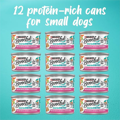 Purina Beneful Small Breed Wet Dog Food, IncrediBites Loaf With Real Salmon Recipe - (Pack of 12) 3 oz. Cans