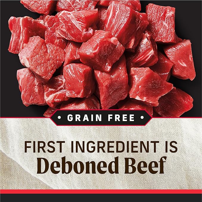 Merrick Grain Free Premium and Natural Canned Dog Food, Soft & Healthy Poultry Free Wet Recipe, Real Beef Lamb and Bison - 12.7 oz. Cans, (Pack of 24)