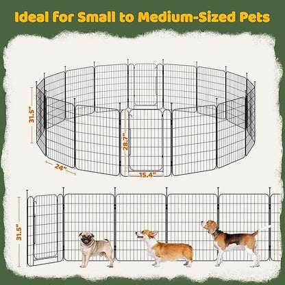 Yaheetech Expandable Dog Playpen, 16 Panel 32 inch Puppy Playpen with Door Indoor/Outdoor Pet Fence for Small Medium Dogs