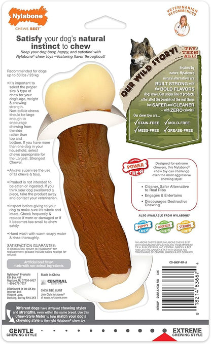 Nylabone Rib Bone Alternative Power Chew Toy for Dogs, Dog Toys for Aggressive Chewers, Beef Flavor, Large - Up to 50 lbs, 1 Count