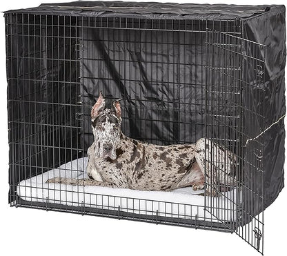 MidWest Homes for Pets XXL Dog Crate Cover, Black Polyester Privacy Kennel Cover Fits Most Giant 54-Inch Crates, Machine Washable, Reduces Barking & Chewing