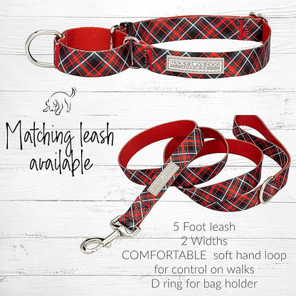 Lucky Love Dog Martingale Dog Collar - Adjustable, No-Slip, Durable, & Soft Webbing Collar for Male and Female Dogs Ideal for Training & Walking - Heywood, Medium