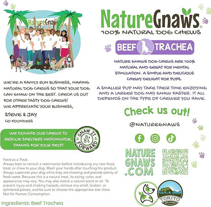 Nature Gnaws Beef Trachea Chews for Dogs 3" (12 Count) - Long Lasting Natural Crunchy Dog Chew Bones - Rawhide Free (Pack of 2)