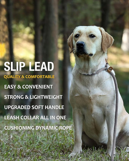 lynxking 6 FT Dog Leash Slip Lead 2 Pack Strong Heavy Duty Braided Dog Training Leash No Pull Training Lead Leashes for Medium Large and Small Dogs
