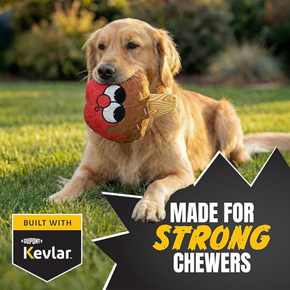 Bite Force -Durable & Strong Dog Toy Candy Apple Buddy with Squeaker, Kevlar-Reinforced for Aggressive Chewers for Small Medium Large Dogs - red.