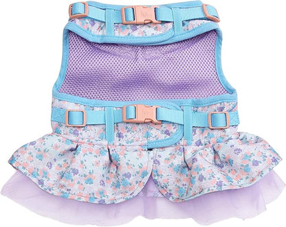 Blueberry Pet New Soft & Comfy Made Well Lovely Floral No Pull Mesh Puppy Dog Costume Harness Dress in Lavender, Chest Girth 14"-16", X-Small, Adjustable Harnesses for Dogs