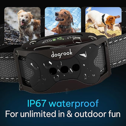 DogRook Rechargeable Dog Bark Collar - No Shock Training Smart Collar - Beep & Vibrating - Anti Bark Collar for Large Dog, Medium & Small Dog - No Shock Bark Collar - 12-110 lbs