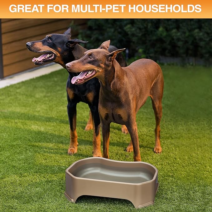 Neater Pet Brands Extra Large Water Bowl for Dogs, Outdoor Dog Water Bowl (1.25 Gallon XL Capacity), Big Trough Style Food Dish for Indoors or Outside, No Spill Large Dog Bowls, Champagne