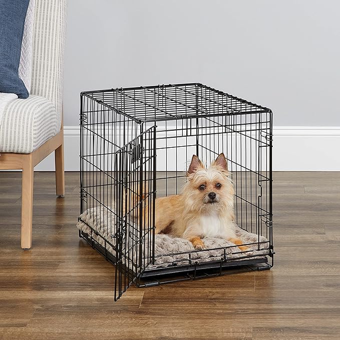 MidWest Homes for Pets 24-Inch iCrate for Small Breeds, 12-20 lbs, Single Door Folding Dog Crate with Divider Panel, Leak-Proof Tray & Secure Latch, Portable, Durable & Easy to Assemble