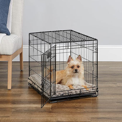 MidWest Homes for Pets 24-Inch iCrate for Small Breeds, 12-20 lbs, Single Door Folding Dog Crate with Divider Panel, Leak-Proof Tray & Secure Latch, Portable, Durable & Easy to Assemble