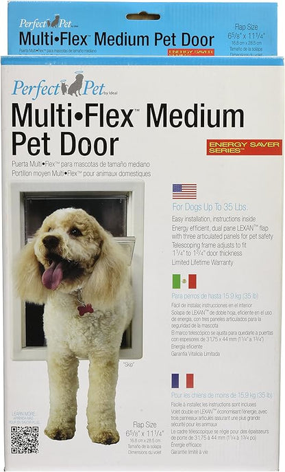 IDEAL PET PRODUCTS SINCE 1979 Perfect Pet Multi-Flex Pet Door, Medium, 6.38" x 11.25" Flap Size