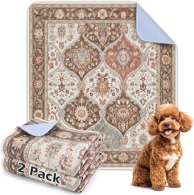 INVENHO 2PACK Washable Pee Pads for Dogs, Reusable Dog Pads Upgrade Non-Slip Dog Pee Pads Heavy Absorbency Puppy Pee Pads Quick Dry Whelping Pads/Waterproof Puppy Training Pad