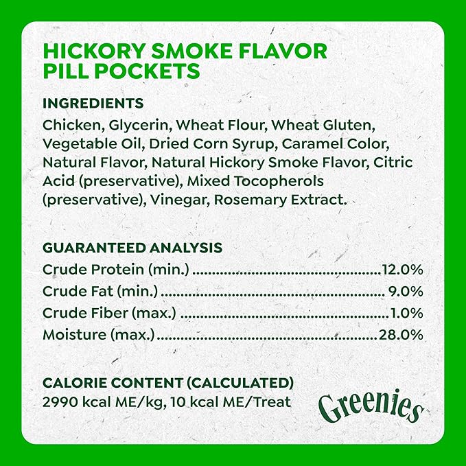 Greenies Pill Pockets for Dogs Small Size, Tablet Pill Treats for Dogs, Hickory Smoke Flavor, 3.2 oz. Pouch