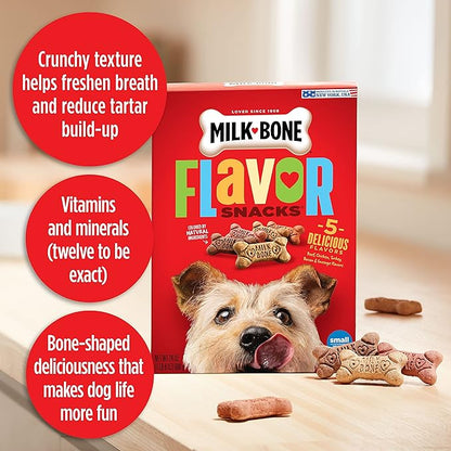 Milk-Bone Dog Treats, Flavor Snacks, Small Biscuits, 14lbs | 2 Pack of 7lbs | Crunchy Texture | Reduces Tartar