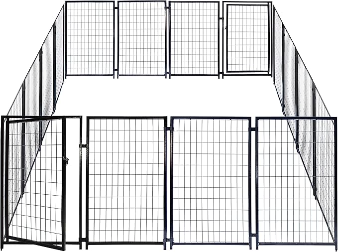 Luna Expandable Outdoor Dog Kennel 10x10x4 ft | Large Heavy-Duty Galvanized Steel Pet Pen with Gate | Powder-Coated Frame | Rust-Resistant Panels | Secure Latch
